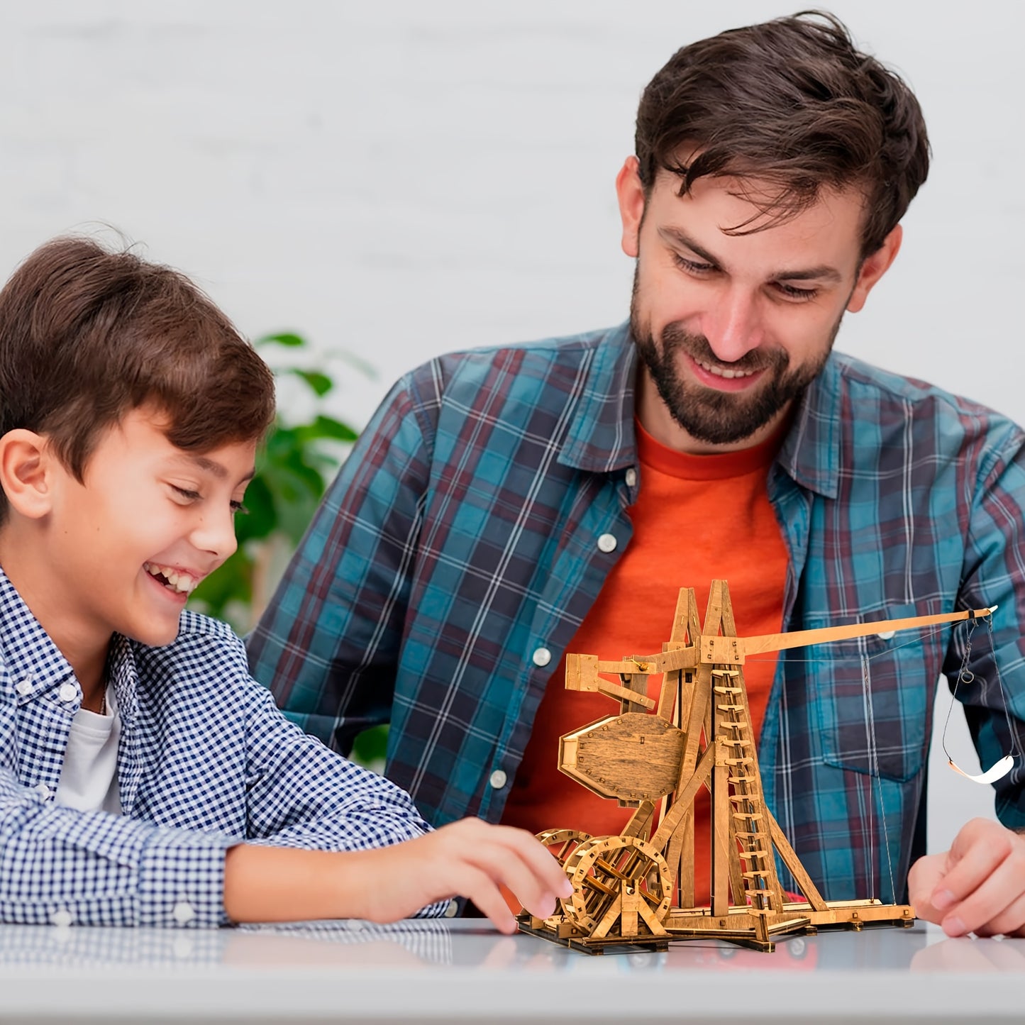 Miniature Counterweight Trebuchet Wooden PUZZLE Desk Accessories 3D Wooden Building Model Educational Toy Wood Kit Handcraft Christmas, DIY Project & Easter &Halloween Gift